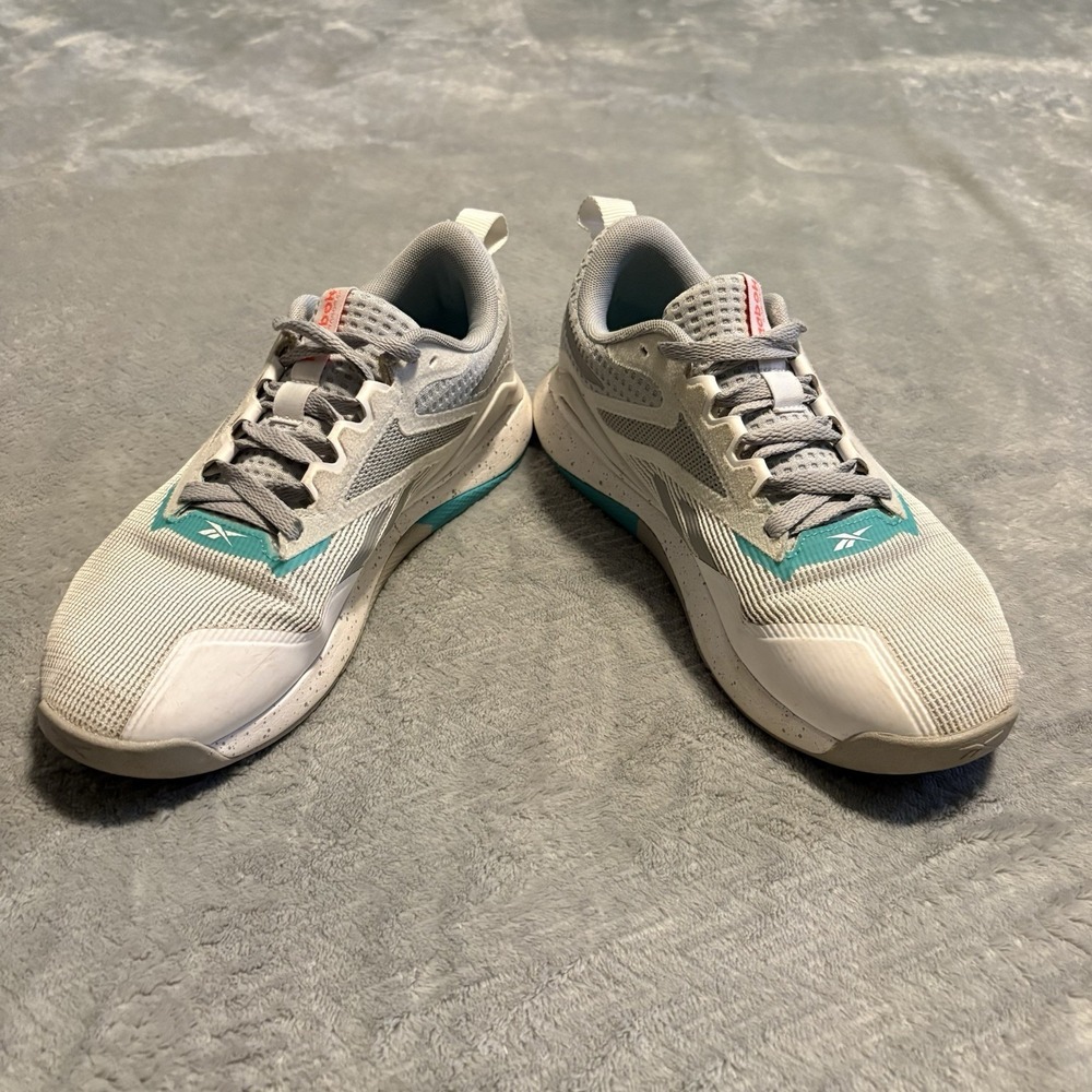 Reebok Nanoflex TR 2 Athletic Lace Up Shoe Womens Size 7 #130366928 Teal & White